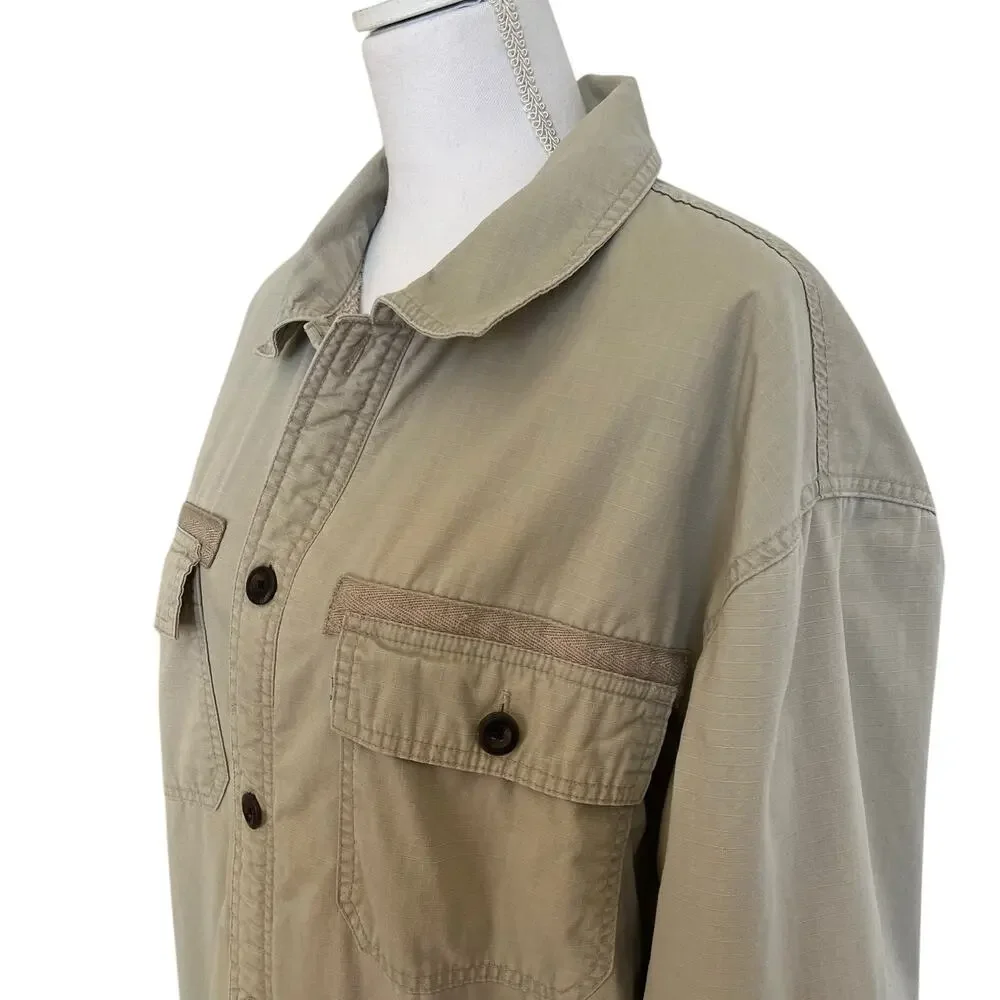 Levi's Shacket Work Jacket Men's Size XL Beige Sherpa Lined Button Front Ripstop